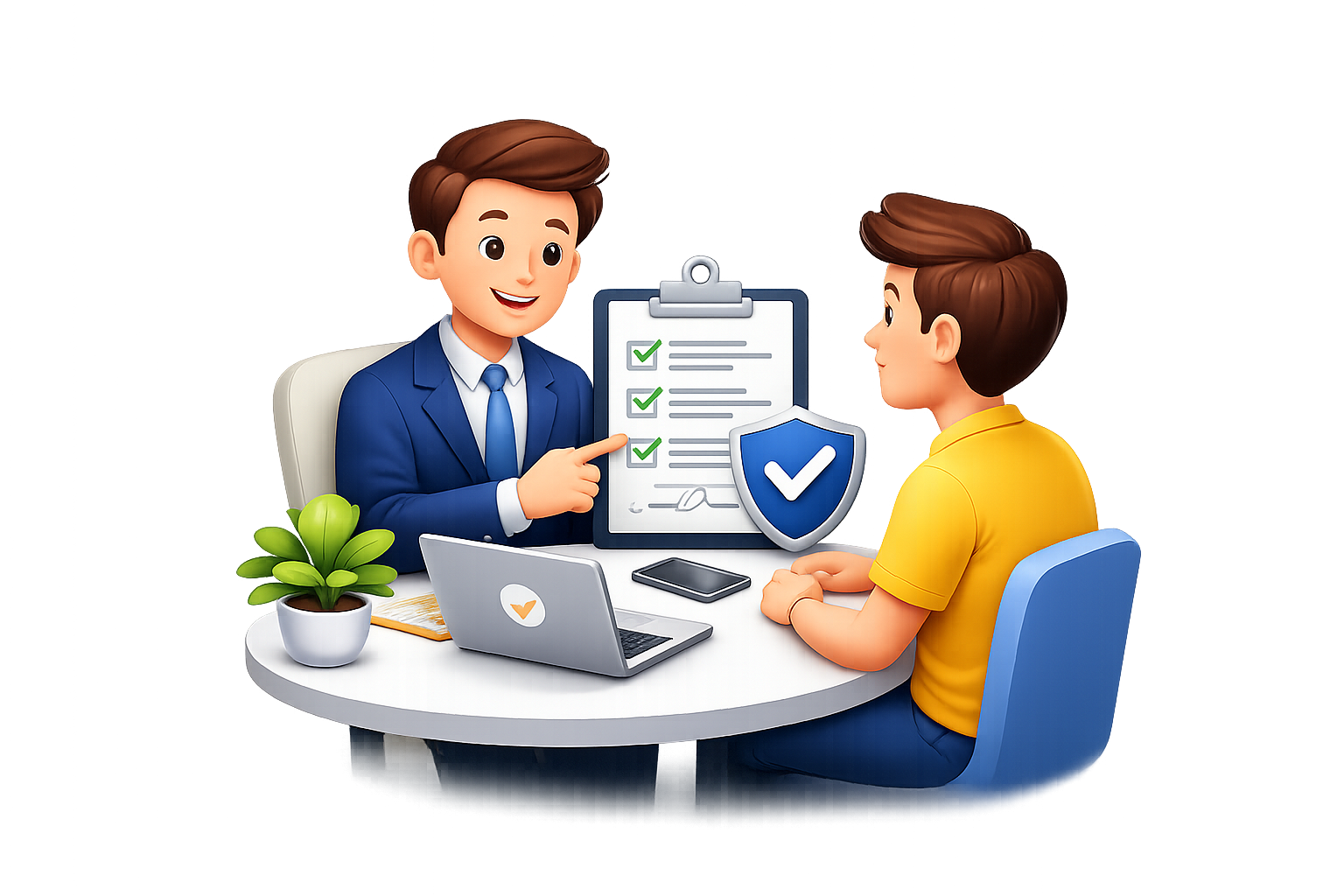 Asesor profesional conversando con un cliente